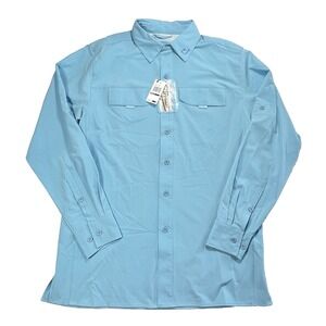 Reel Life Mens M Saltwater Series Blue Outdoor Vented Fishing Sport Shirt NWT